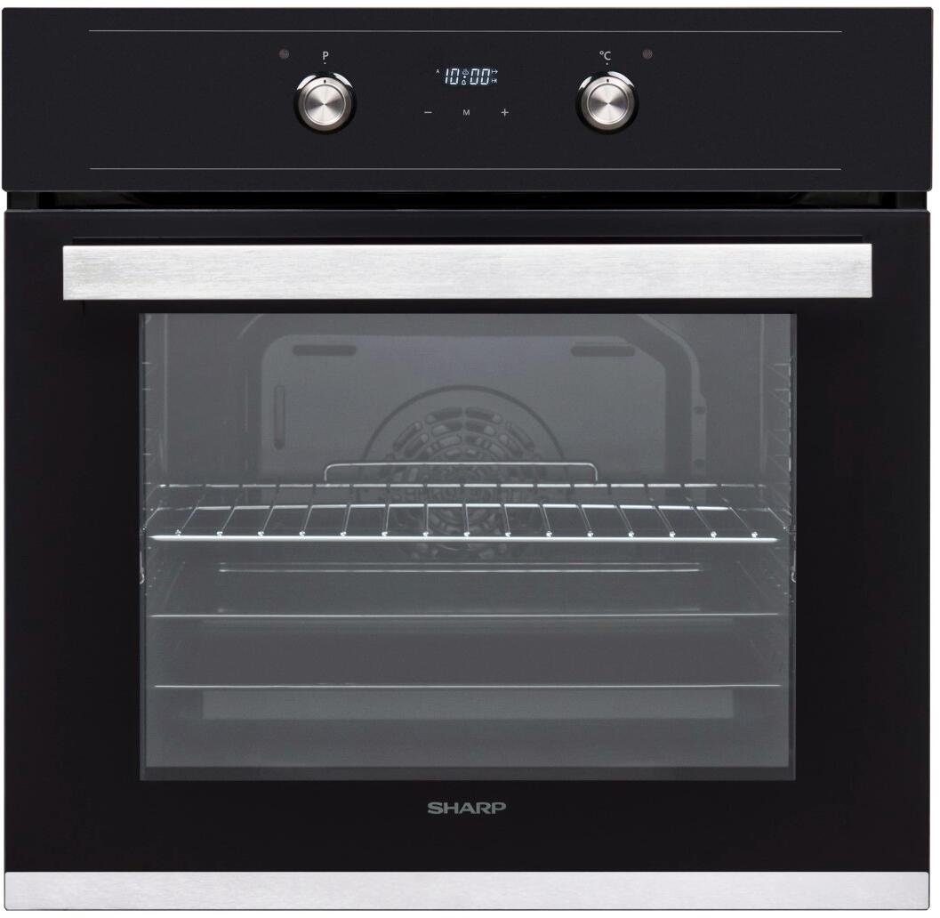 Sharp K-60D19BM1-EU Einbau-Backofen 60cm breit 69 Liter EasytoClean LED-Display herausnehmbare Innenglastür Teleskopauszug Inox schwarz