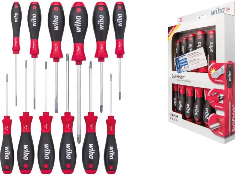 Wiha 302HK12 Werkstatt Schraubendreher-Set Schlitz Innen-TORX Kreuzschlitz Pozidriv Kreuzschlitz Phillips 12tlg.