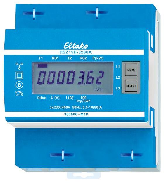 Eltako DSZ15D-3x80A Drehstromzähler Wechselstromzähler elektronisch MID-geeicht Wandleranschluss digital