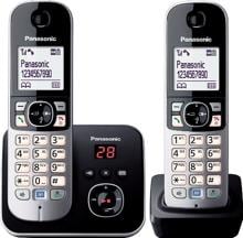 Panasonic KX-TG6822GB schnurloses DECT Telefon Festnetztelefon Mobilteil Anrufbeantworter Freisprechen schwarz