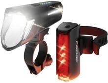 Fischer Fahrrad 50686 Akku-Fahrradbeleuchtung Set Plus 110 Twin Stop LED schwarz