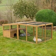 Kerbl Pet Freilaufgehege Hasenstall Regendach Ausbruchsperre 220x115x75cm