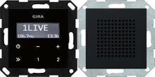 Gira 2280005 Unterputz-Radio RDS mit Lautsprecher Bedienaufsatz Schwarzglasoptik System 55 schwarz matt