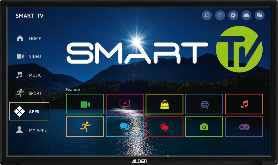 Alden Smartwide 24" LED Smart TV Fernseher Triple Tuner WiFi HDTV Bluetooth Camping Wohnwagen Wohnmobil