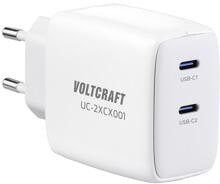 Voltcraft UC-2XCX001 USB-Ladegerät Netzteil Steckdose 2x USB-C 65W GaN weiß
