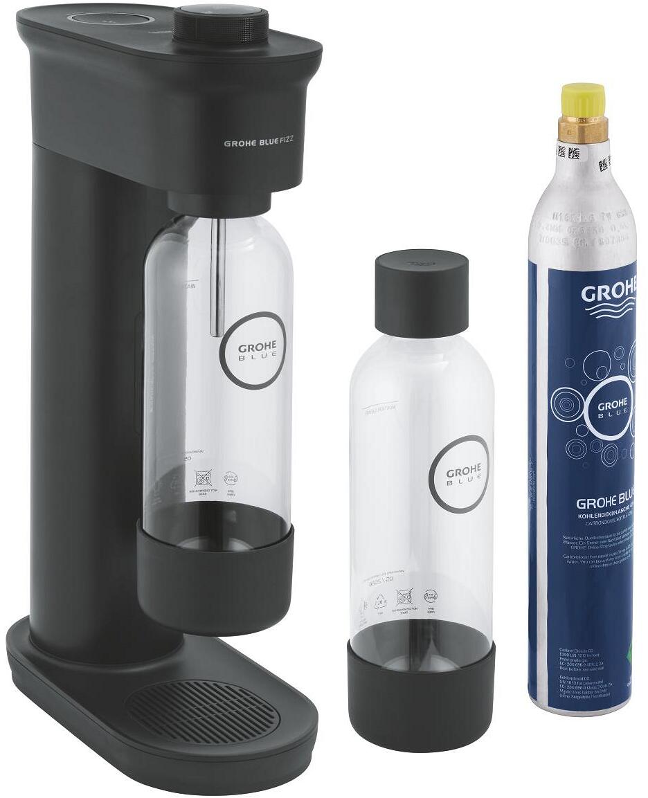 GROHE Blue Fizz Wassersprudler Basic Couple Starter Set 2 Trinkflaschen 1x CO2 schwarz