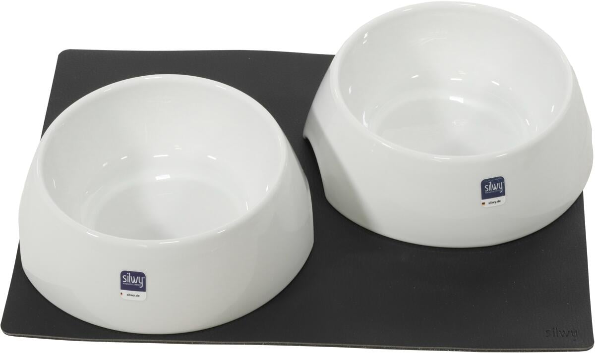 Silwy FN-P-3 Magnet-Futternapf Hundenapf 2er-Set mit Matte Porzellan