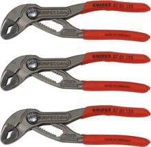 3 Stück Knipex Cobra Wasserpumpenzange Rohrzange Schlüsselweite 27mm 125mm rot
