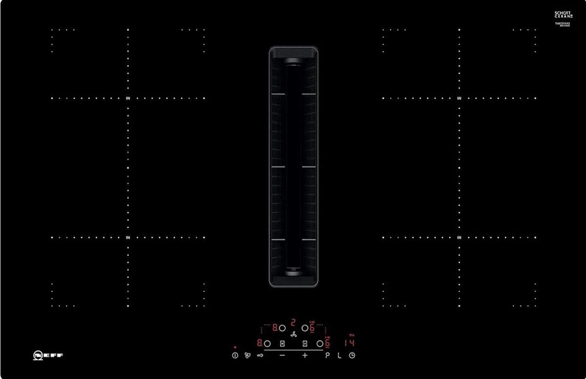 Neff T48CD7AX2 N70 Induktions-Kochfeld mit Dunstabzug 80cm breit Glaskeramik TouchControl Power Move schwarz