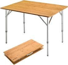 KingCamp Bamboo Family Campingtisch Gartentisch Klapptisch Outdoor 100x72cm Bambus Aluminium Retrolook