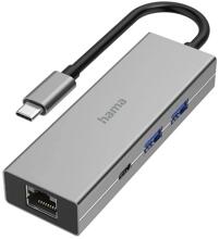 Hama 00200108 USB-C-Hub Dockingstation Multiport 4 Ports HDMI LAN Ethernet grau