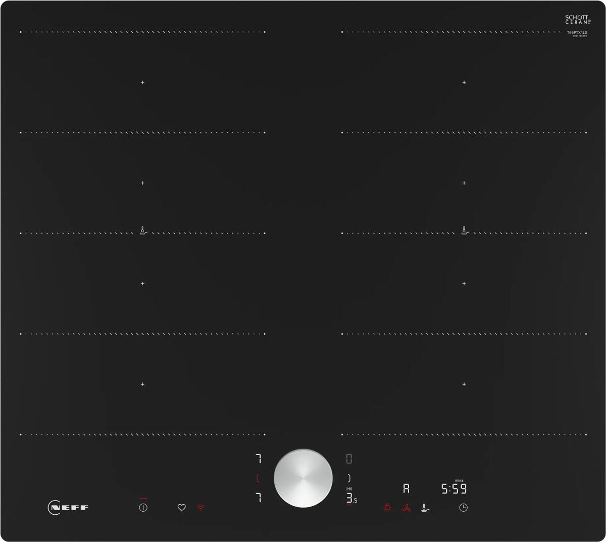 Neff T66PTX4L0 N90 autarkes Induktionskochfeld 60cm breit Glaskeramik TwistPad Kindersicherung 4 Kochzonen flächenbündig