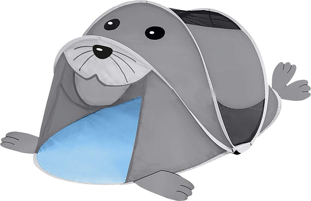 Happy People Seehund Kinder Strandmuschel Zelt Spielzelt Pop-Up grau blau