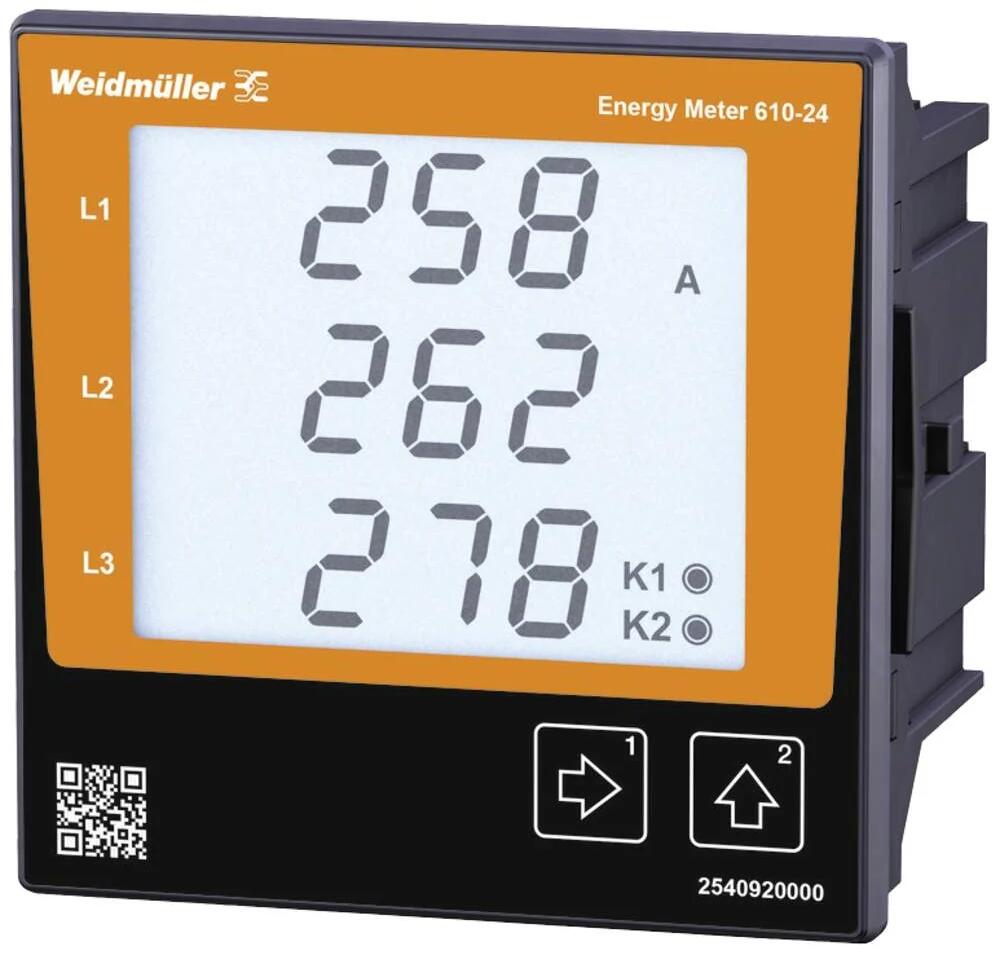 Weidmüller Energy Meter 610-24 digitales Einbaumessgerät Spannung AC Strom CAT III 300V