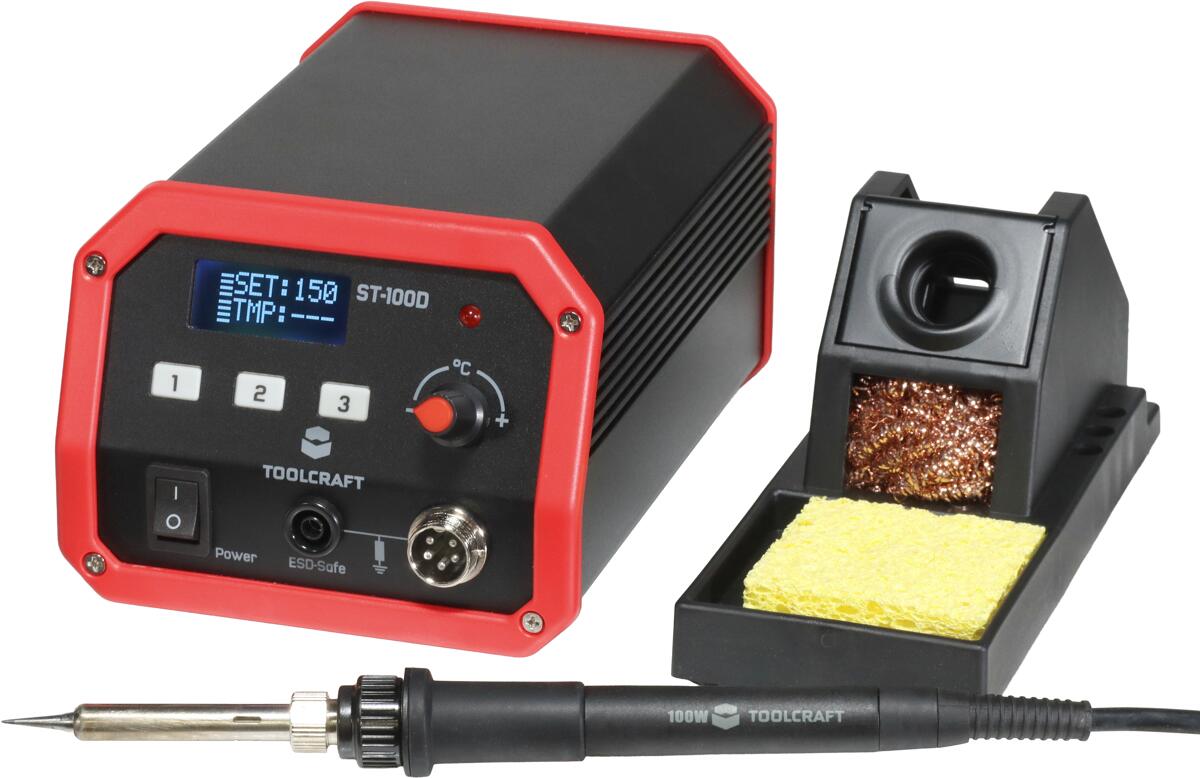 Toolcraft 100W ST-100D digitale Lötstation Lötspitze Lötkolben 100 Watt LCD-Display schwarz