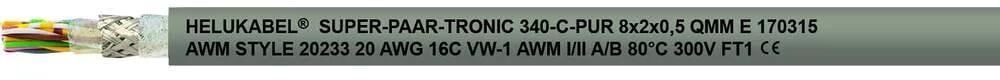100 Meter Helukabel 22535 Schleppkettenleitung 6x0,25mm² S-PAAR-TRONIC 340-C-PUR grau