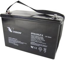 Vision 6FM100LPX Solarakku Blei-Vlies AGM 100Ah wartungsfrei zyklenfest M8-Schraubanschluss 12V schwarz