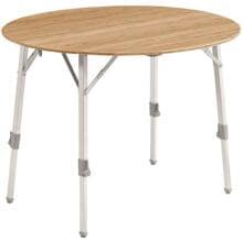 Outwell Custer Runden Klapptisch Campingtisch Esstisch 90x90x48,5-70cm Teleskop-Beine Bambus braun