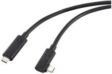 10 Meter Renkforce RF-5625884 Glasfaser USB-C-Displaykabel USB 3,2 Gen2 einseitig gewinkelt schwarz