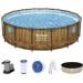 Bestway 56725 Power Steel Swim Vista Series Pool 488x122cm oval Gartenpool Swimming Filterpumpe Holzoptik