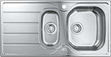 Grohe K200 Edelstahlspüle Küchenspüle Einbauspüle Abtropffläche Ablaufgarnitur 1,5 Becken reversibel