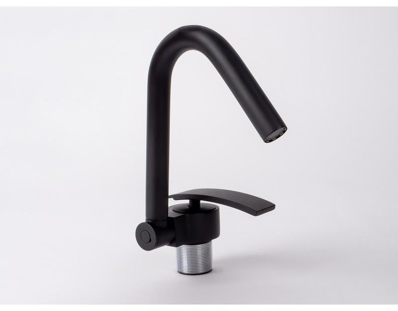Einhebelmischer Wasserhahn Badarmatur Waschbeckenarmatur 0,5-5bar Camping Wohnwagen abklappbar schwarz