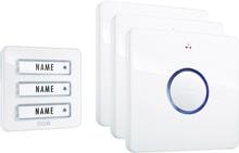 M-e modern-electronics 41097 Funkklingel Türklingel Komplett-Set 8 Melodien 3-Familienhaus weiß