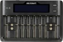 Voltcraft VC-10882815 CC-8 Rundzellen-Ladegerät Batterie-Lader LiIon LiFePO NiMH NiCd Akkuerkennung schwarz
