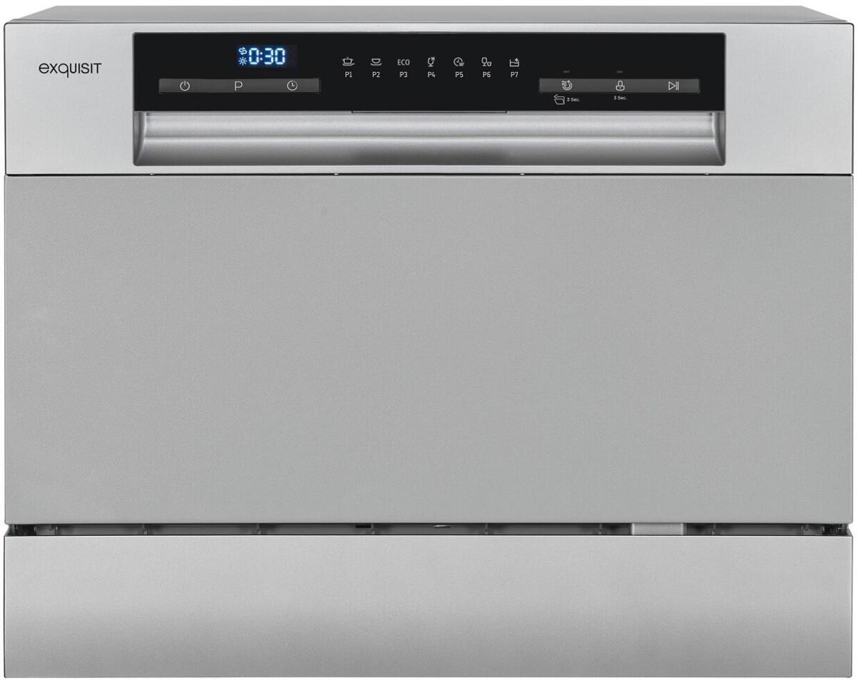 Exquisit GSP206-030D Stand-Geschirrspüler 55cm breit 7 Programme Startzeitvorwahl 6 Maßgedecke silber
