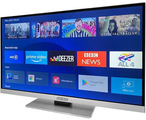 Selfsat 24" LED Smart TV Fernseher Triple Tuner WLAN Bluetooth FHD CI+ HDMI rahmenlos Camping Wohnmobil Wohwagen