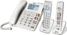 Geemarc Senior 295 Pack schnurgebundenes Seniorentelefon Anrufbeantworter Foto-Tasten Mobilteil analog weiß