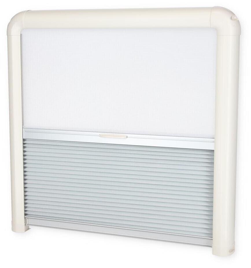 Remis REMIflair IV Duo-Plissee-Rollo Doppelrollo Insektenschutz Camping Wohnwagen 500x450mm grauweiß weiß