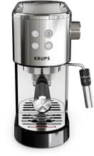 Krups XP444C Virtuoso+ Siebträgermaschine Espressomaschine Kaffeemaschine 1 Liter 15 bar Edelstahl schwarz