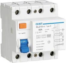 Chint 782001 Fehlerstrom-Schutzschalter allstromsensitiver FI B/10 kA 3polig 40A 0,03A weiß blau
