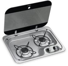 Dometic HBG 2335 Kochmulde Gaskochfeld Campingkocher 2-flammig 30mbar Glasabdeckung Edelstahl