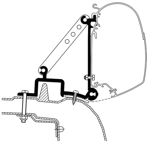 Thule Omnistor 5200//8000/4200/3200 Markisen-Adapter für Master II/Movano A bis Bj. 2010