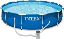 Intex 28212GN Metall Frame Pool 366x76cm rund Gartenpool Swimming Pool Filterpumpe blau