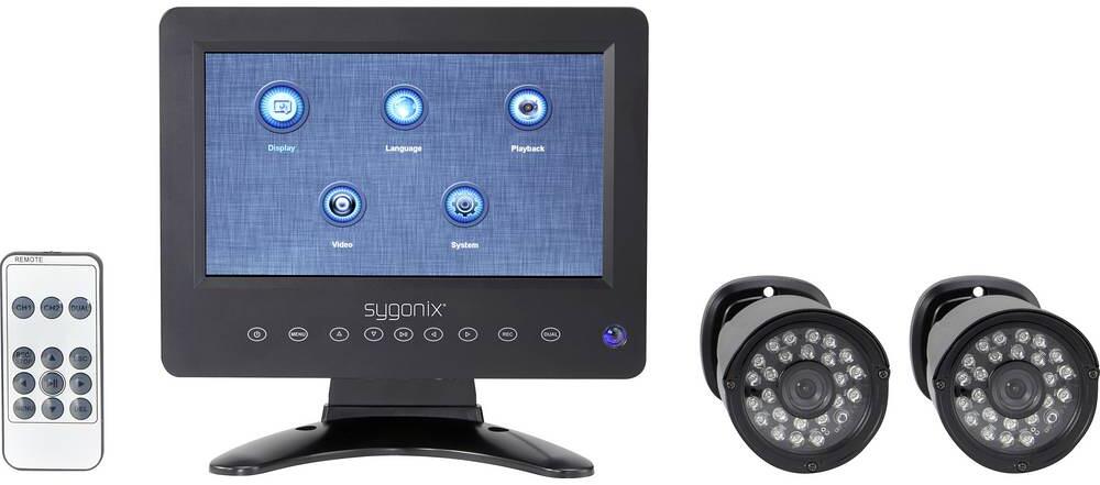 Sygonix SY-4600588 AHD Überwachungskamera-Set Überwachungssystem 2-Kanal 2x Kamera 1280x720 Pixel schwarz