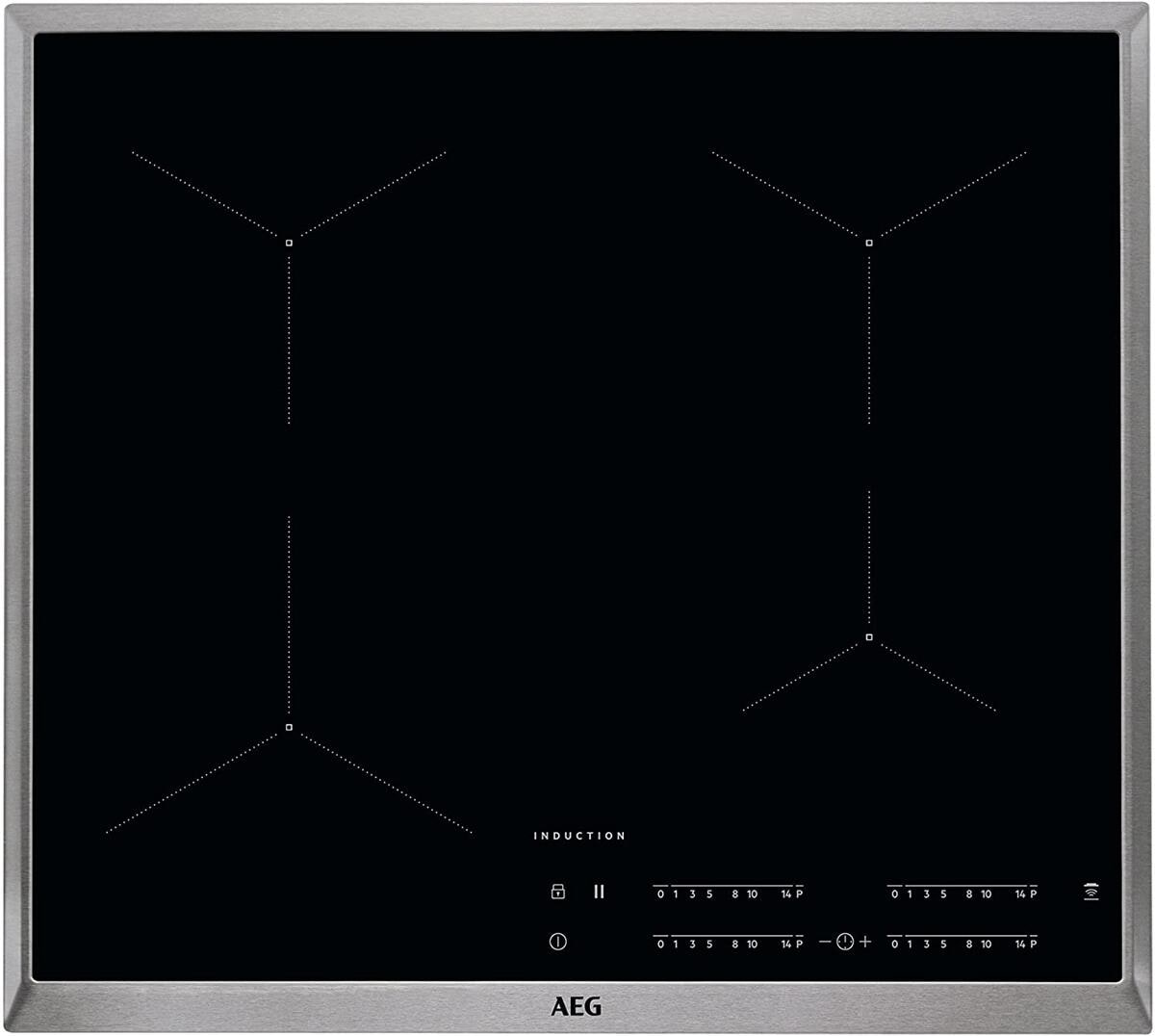 AEG IKB64431XB autarkes Induktions-Kochfeld 60cm breit Glaskeramik Slider Touch Edelstahlrahmen schwarz