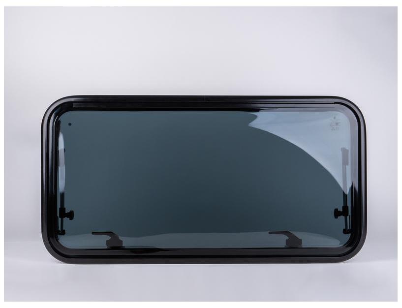 Polyplastic Polyvision Ausstellfenster mit Alurahmen gebogen 750x465mm Camping Wohnwagen Wohnmobil grau getönt