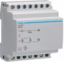 Hager ST315 Sicherheitstrafo Transformator 230V 12-24V 63VA 6PLE