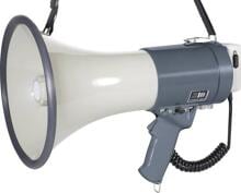 SpeaKa ER-66S Hand-Megafon Schultermegafon Handmikrofon Sirene integrierte Sounds 45 Watt weiß grau
