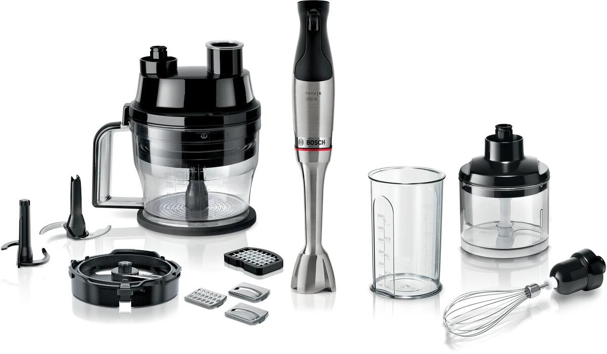 Bosch ErgoMaster Serie 6 Stabmixer Mixerset Pürierstab 1200 Watt Messbecher Mixbecher Schneebesenaufsatz