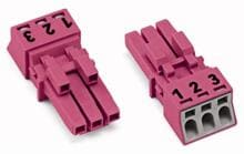50 Stück Wago 890-283 Winsta Mini Netz-Steckverbinder Buchse gerade Polzahl 3 16A pink