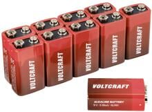 10 Stück Voltcraft VC-12629385 6LR61 9 V Block-Batterie Alkali-Mangan 550mAh 9V rot