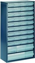 Raaco 1240-123 Schubladenschrank Kleinteilemagazin Stahlmagazin 306x150x552mm 40 Fächer blau transparent