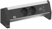 Bachmann 902.0192 Desk Steckdosenleiste 2x Schutzkontaktsteckdosen 1x USB aluminium