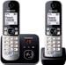 Panasonic KX-TG6822GB schnurloses DECT Telefon Festnetztelefon Mobilteil Anrufbeantworter Freisprechen schwarz