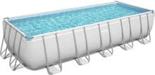 Bestway 5611Z Power Steel Frame Pool Swimmingpool Komplett-Set Filterpumpe 640x274x132cm rechteckig grau