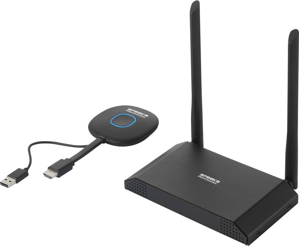 SpeaKa Professional SP-VShare 4K UHD-Präsentationssystem 4fach Multi Viewer Whiteboard-Funktion drahtlos schwarz